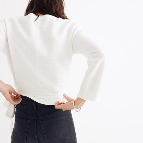 Madewell Texture & Thread White Wrap Tie Top - Picture 2 of 9